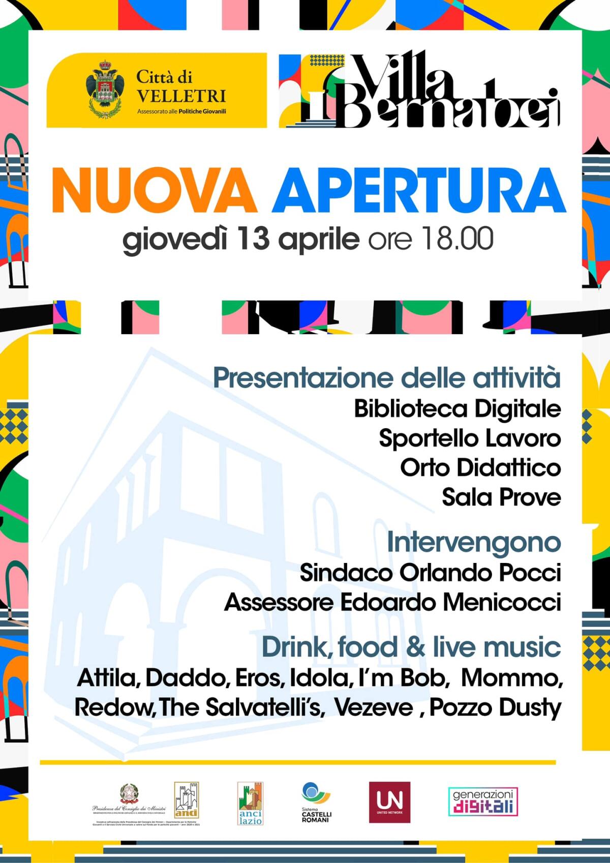 Oggi a Velletri l’evento inaugurale di Villa Bernabei, sede delle attività rivolte ai giovani del  territorio. - 