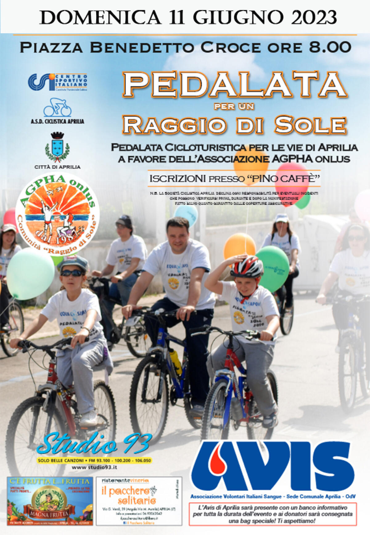 Questa domenica 11 giugno torna la “Pedalata per un Raggio Di Sole” ad Aprilia, a favore dell’Agpha. - 