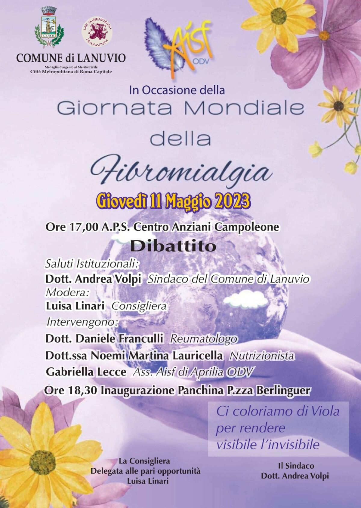 Giornata Mondiale della Fibromialgia: incontro-dibattito questo giovedì a Campoleone con l’Aisf di Aprilia - 