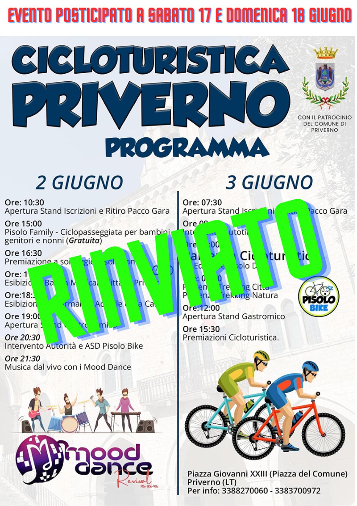 Rinviata al 17 e 18 giugno la due giorni di “Pisolo Day” a Priverno. - 