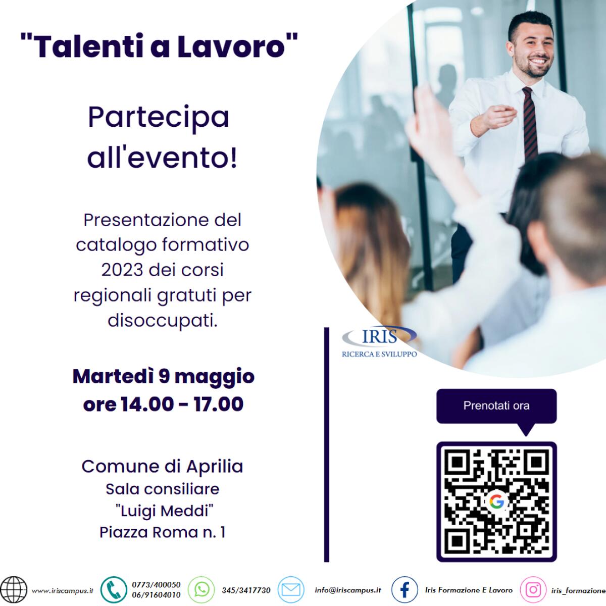 Il Comune di Aprilia ospita l’evento “Talenti a Lavoro”, organizzato in collaborazione con Iris T&amp;O. - 