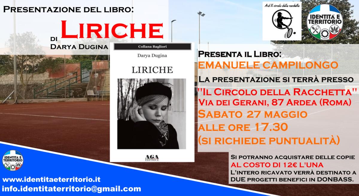 Questo sabato ad Ardea la presentazione del libro “Liriche” di Darya Dugina. - 