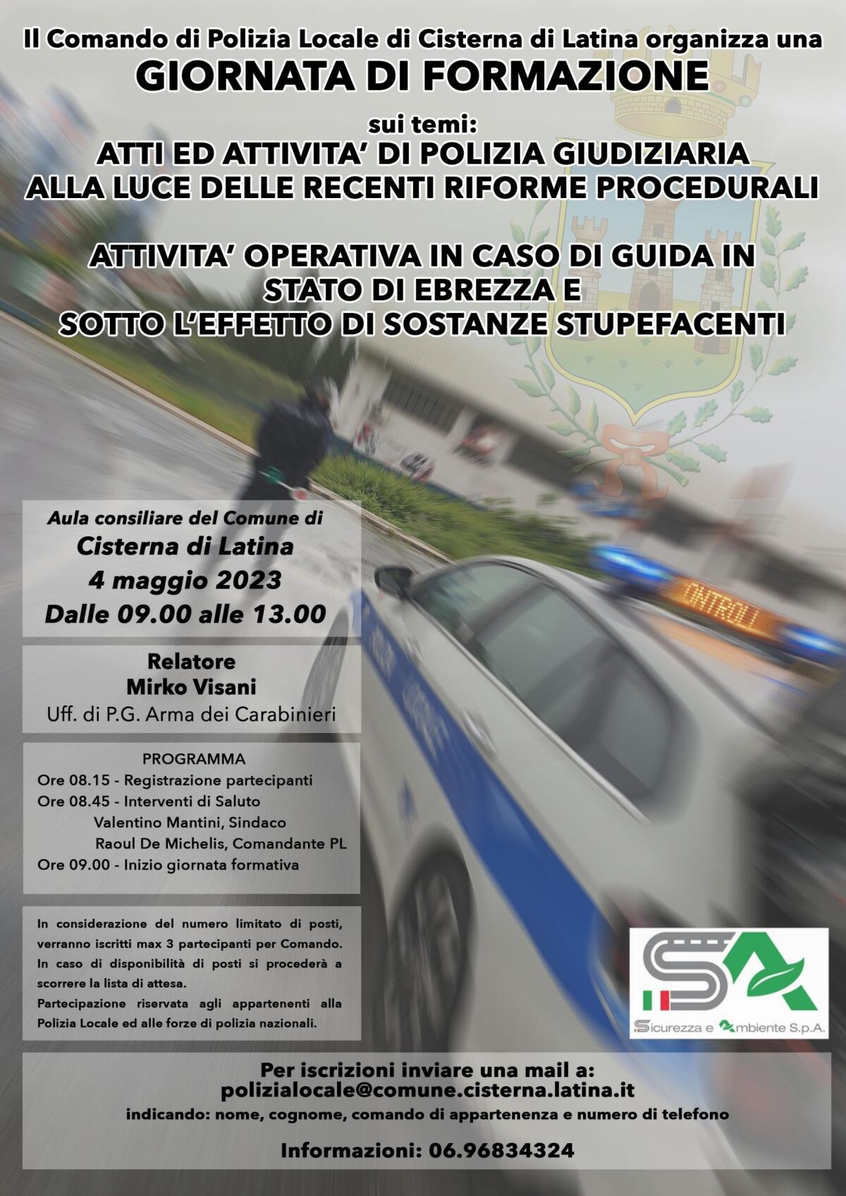 Formazione, a Cisterna oltre 200 agenti di Polizia Locale da 30 comuni del Lazio - 