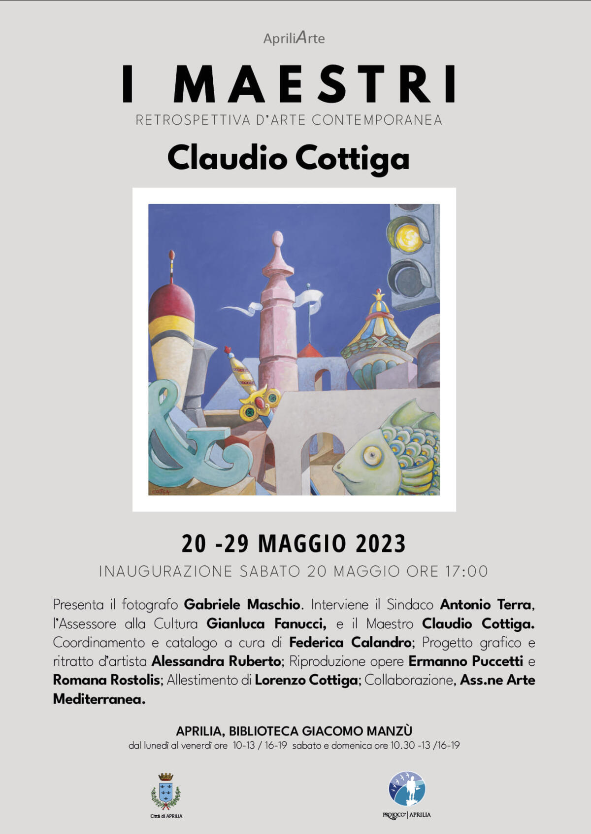 Dal 20 al 29 Maggio alla biblioteca Manzù di Aprilia la Retrospettiva del Maestro Claudio Cottiga. - 