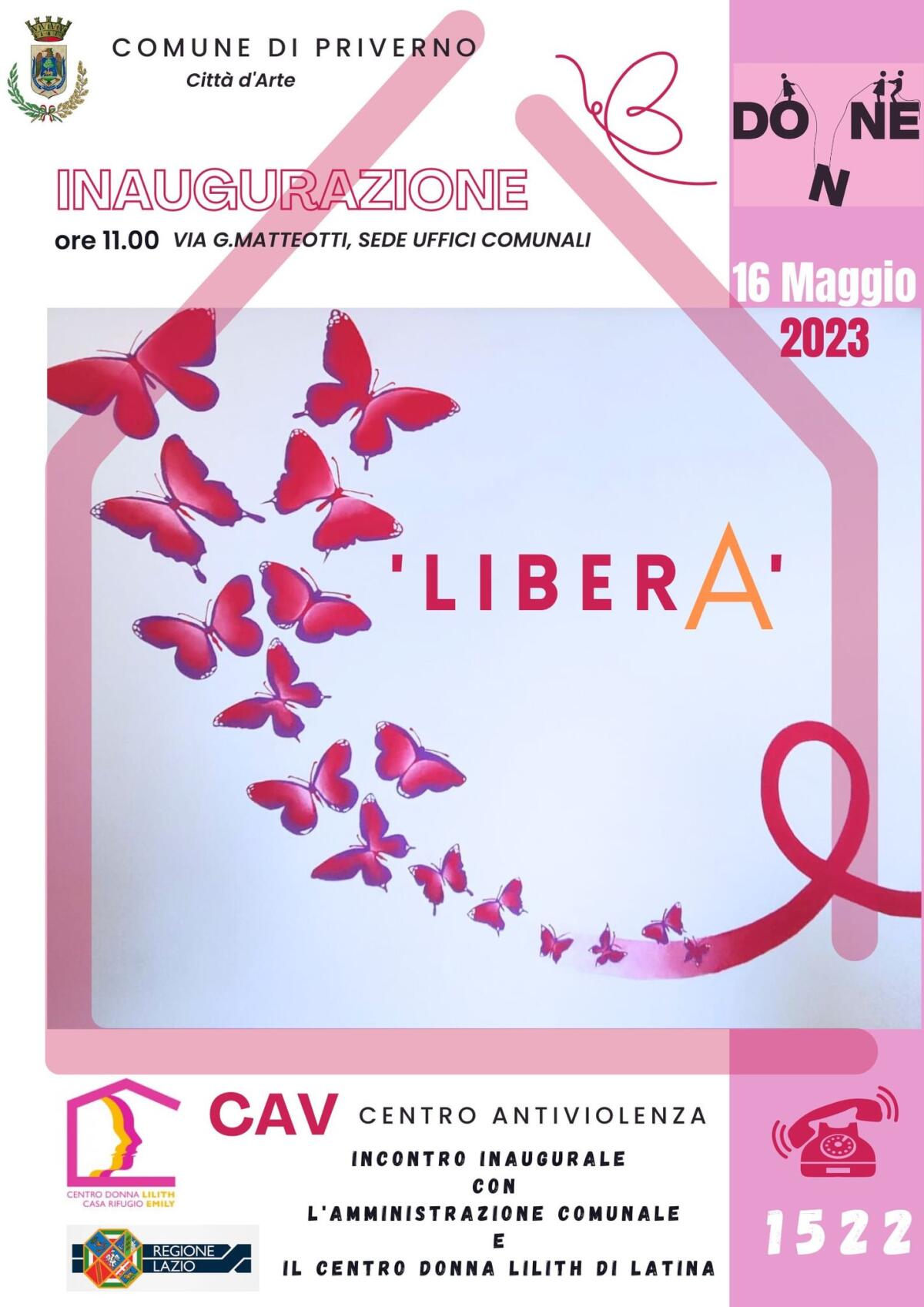La città di Priverno inaugura “LiberA”, il primo centro antiviolenza del comprensorio Lepino. - 