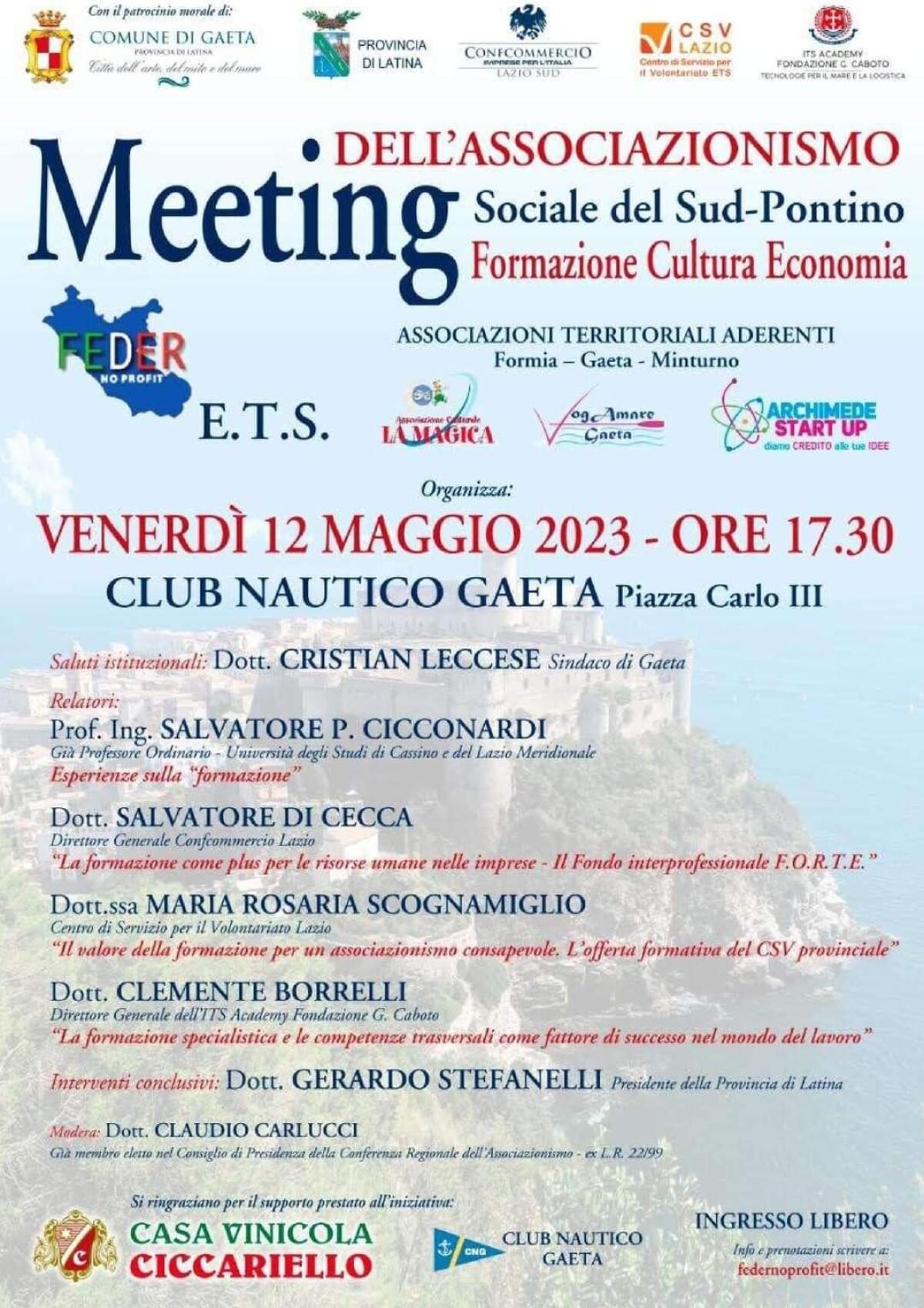 “Formazione, Cultura &amp; Economia”: oggi a Gaeta il meeting dell’Associazionismo sociale del Sud-Pontino. - 