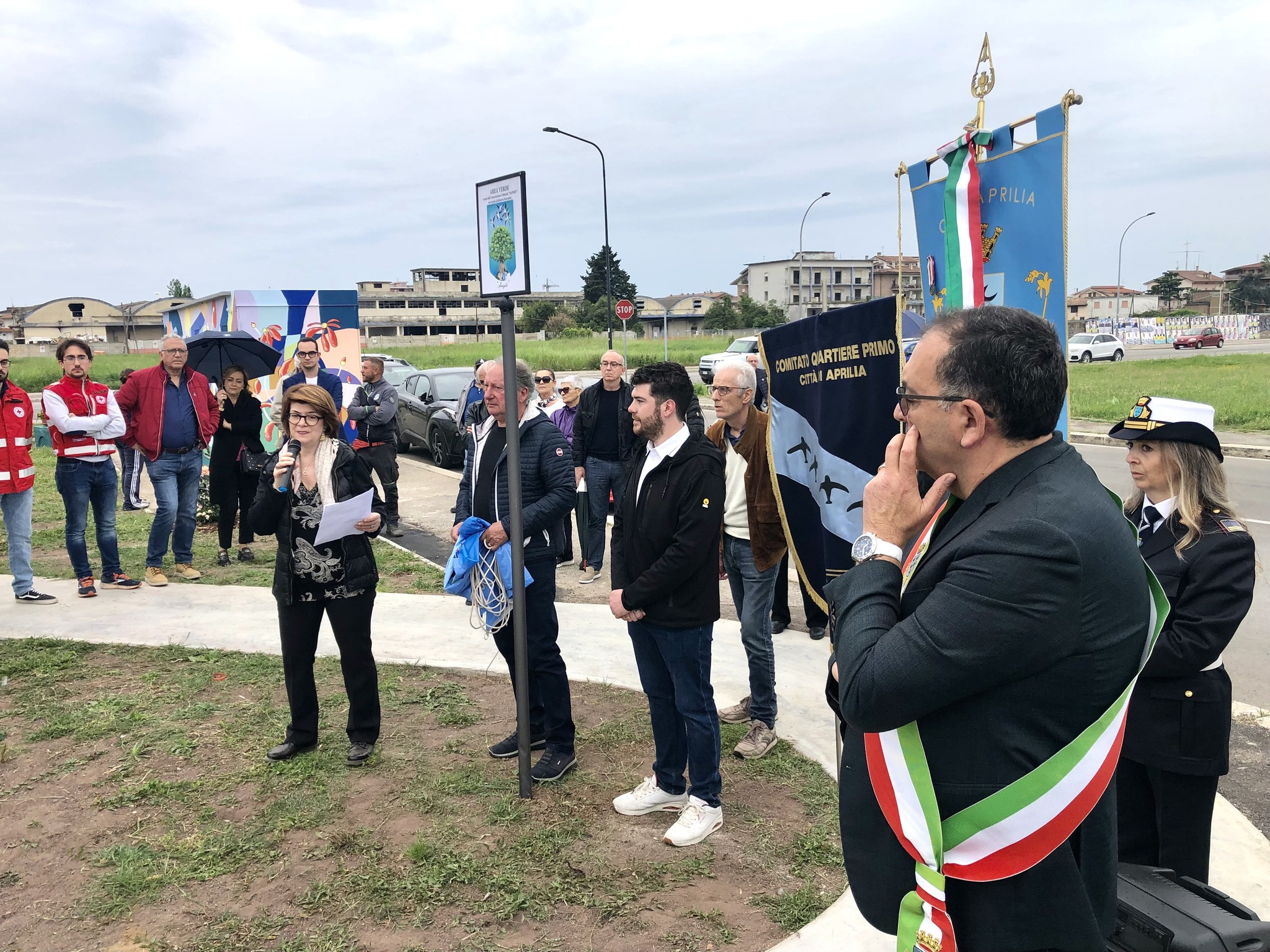 l'inaugurazione del parco in memoria di Roberto Fiorentini, ad Aprilia