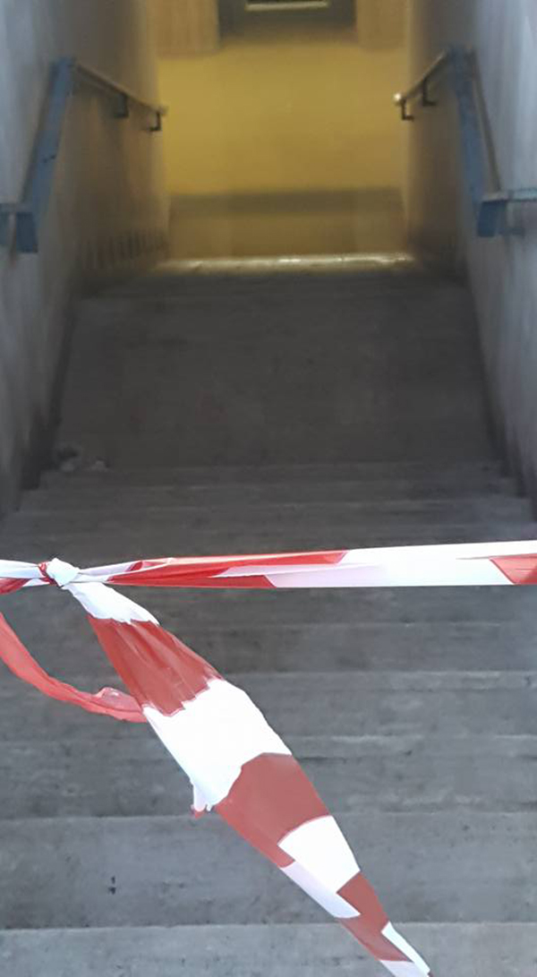 il sottopassaggio della stazione di Cisterna allagato (foto di archivio)