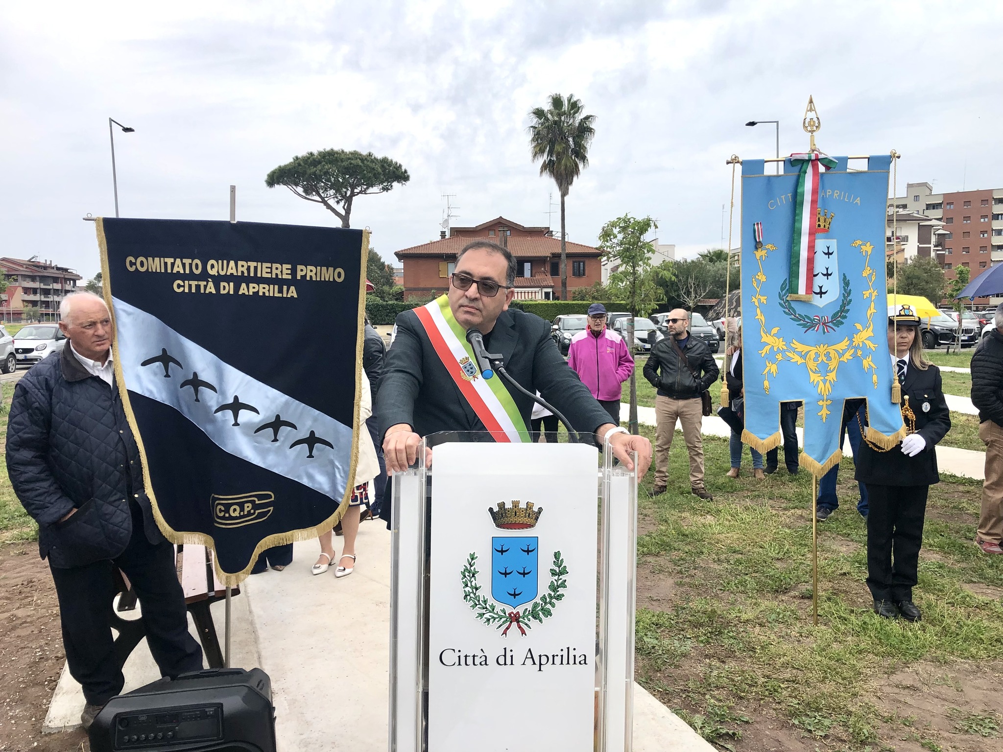 l'inaugurazione del parco in memoria di Roberto Fiorentini, ad Aprilia