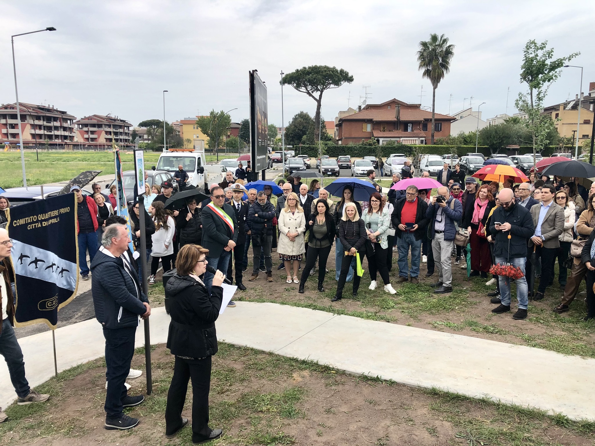 l'inaugurazione del parco in memoria di Roberto Fiorentini, ad Aprilia