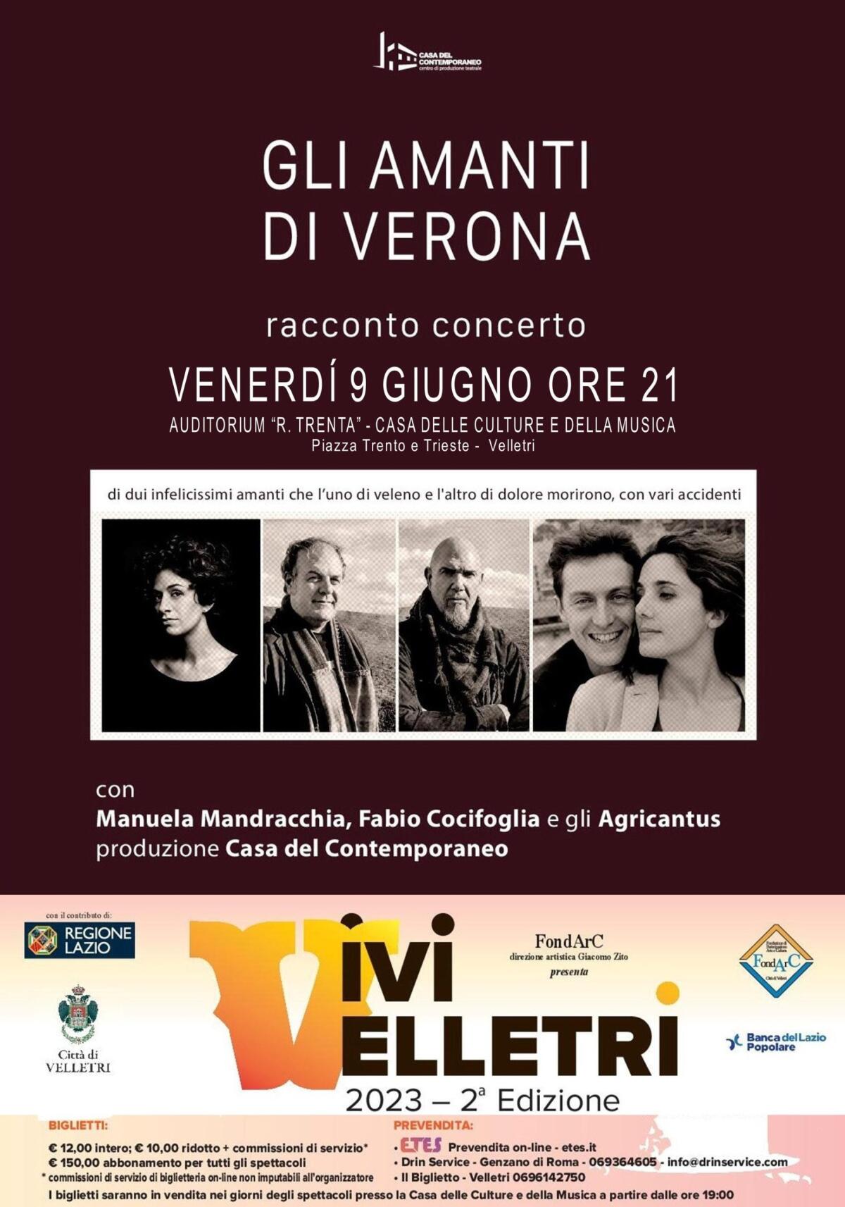 Rassegna “Vivi Velletri”: questa sera in scena Manuela Mandracchia e Fabio Cocifoglia in “Gli amanti di Verona”. - 