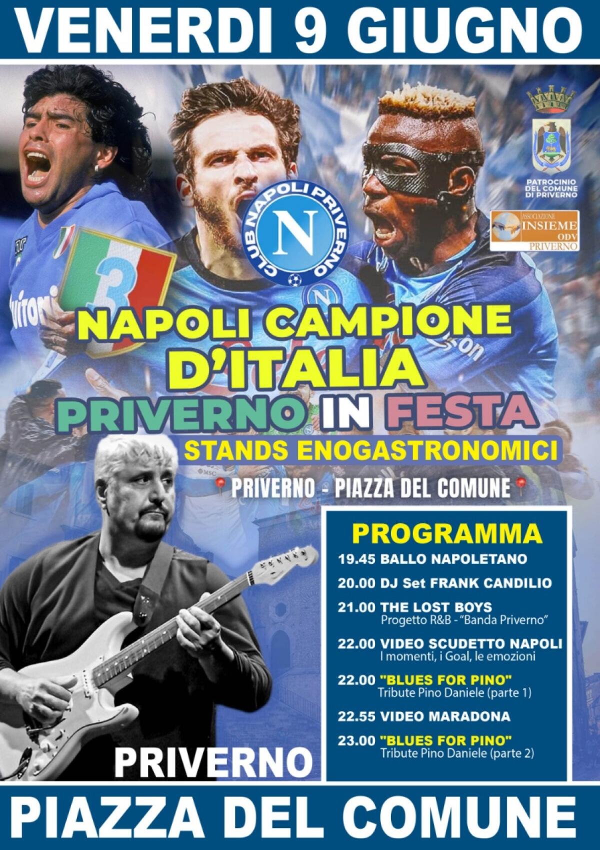 Questa sera in Piazza del Comune, a Priverno, la festa per lo scudetto vinto dal Napoli. - 