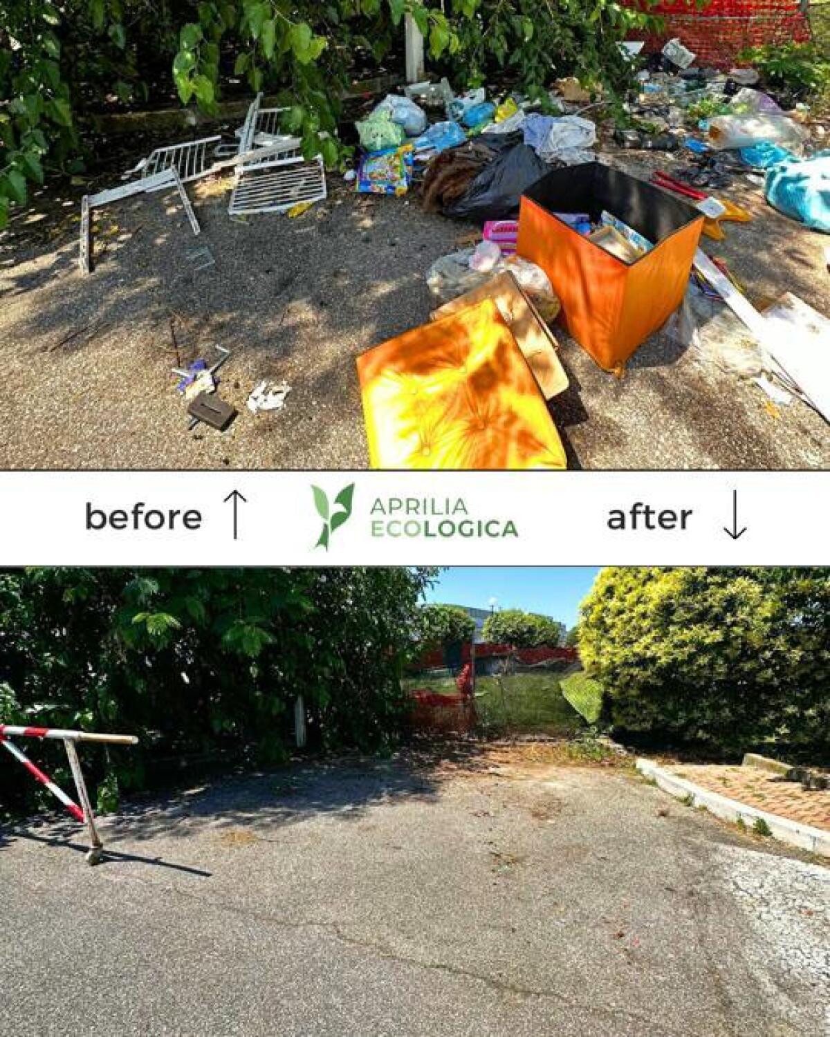 Aprilia Ecologica ripulisce la città: “Nella foto il prima e il dopo del nostro intervento” - 