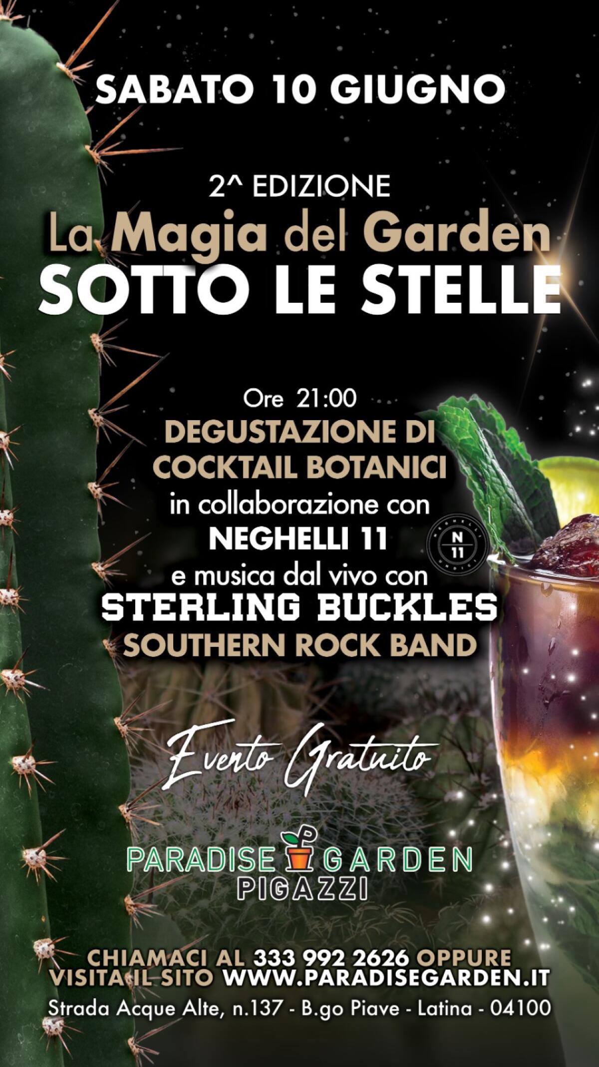 Da “Paradise Garden Pigazzi” di Latina il prossimo 10 giugno l’evento “La magia del Garden sotto le Stelle”. - 