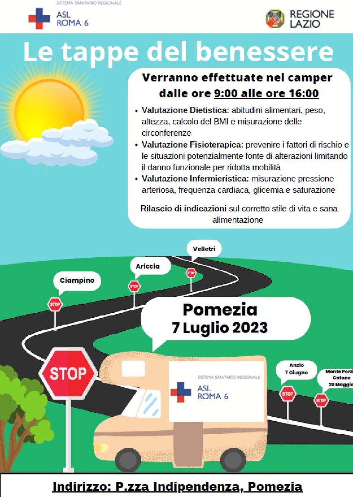 “Tappe del benessere 2023”: il Camper della Asl Roma6 in Piazza a Pomezia. - 