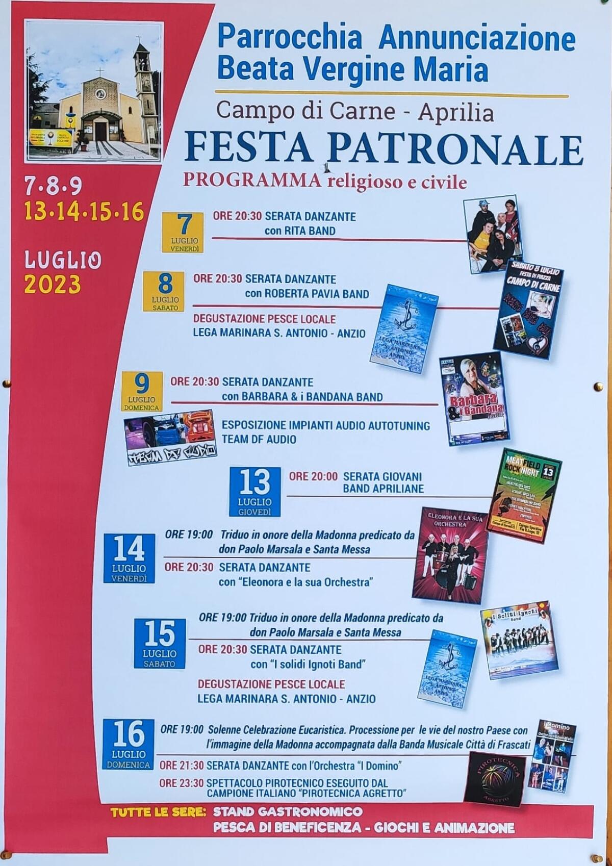 Nuovo fine settimana di festa a Campo di Carne, ad Aprilia. Il PROGRAMMA dal 13 al 16 Luglio. - 