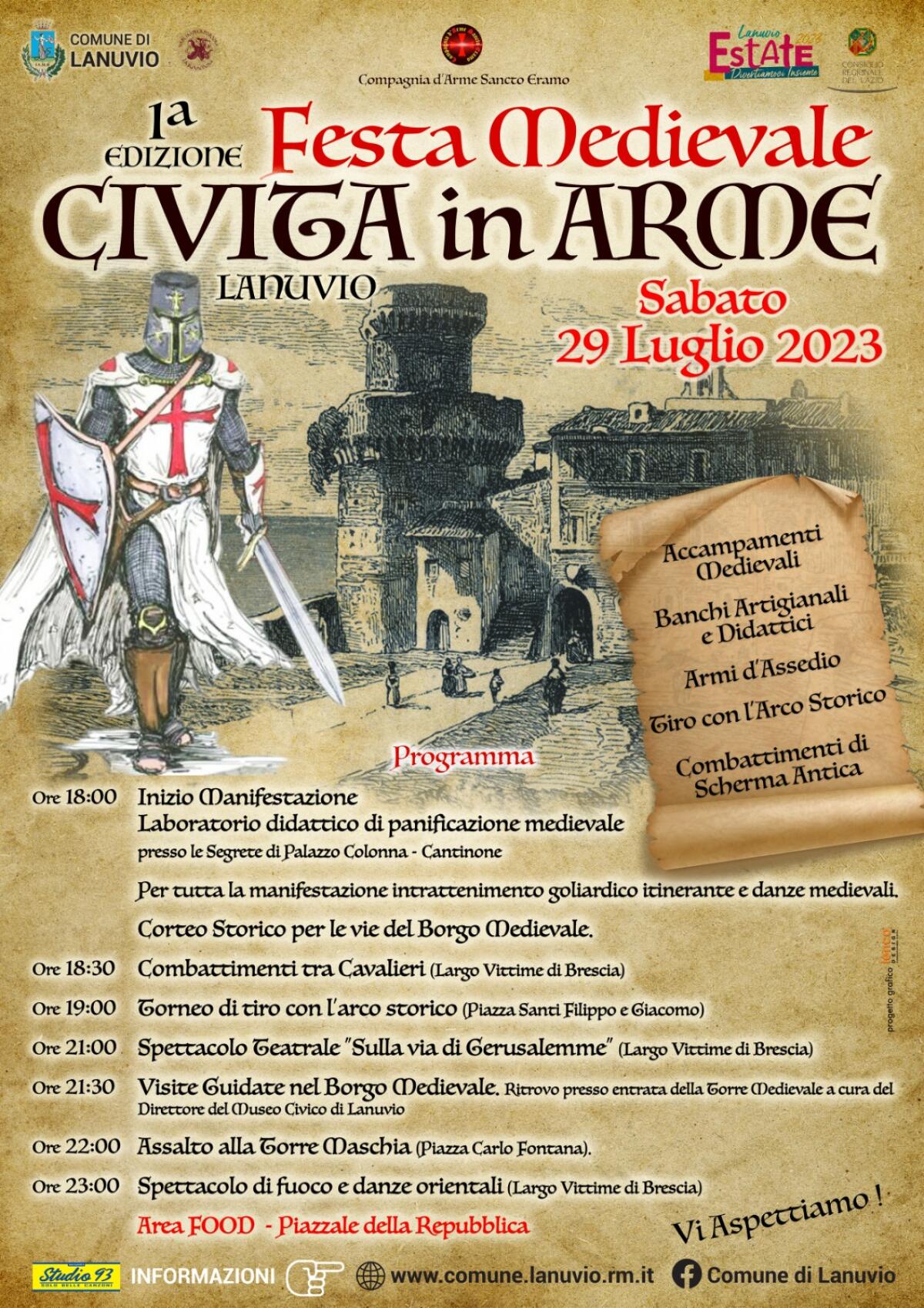 A Lanuvio va in scena il Medioevo. Questo sabato 29 luglio la festa è con "Civita in Arme". - 
