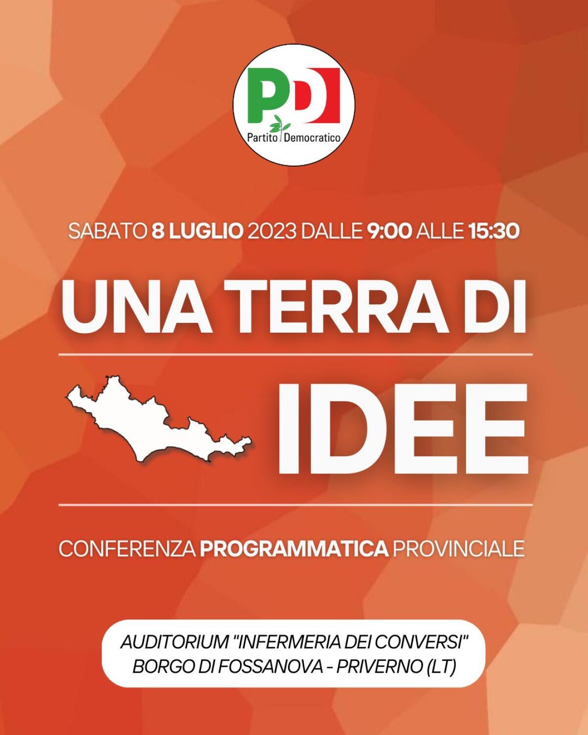 Conferenza Programmatica provinciale del Pd questo sabato a Fossanova, a Priverno. - 