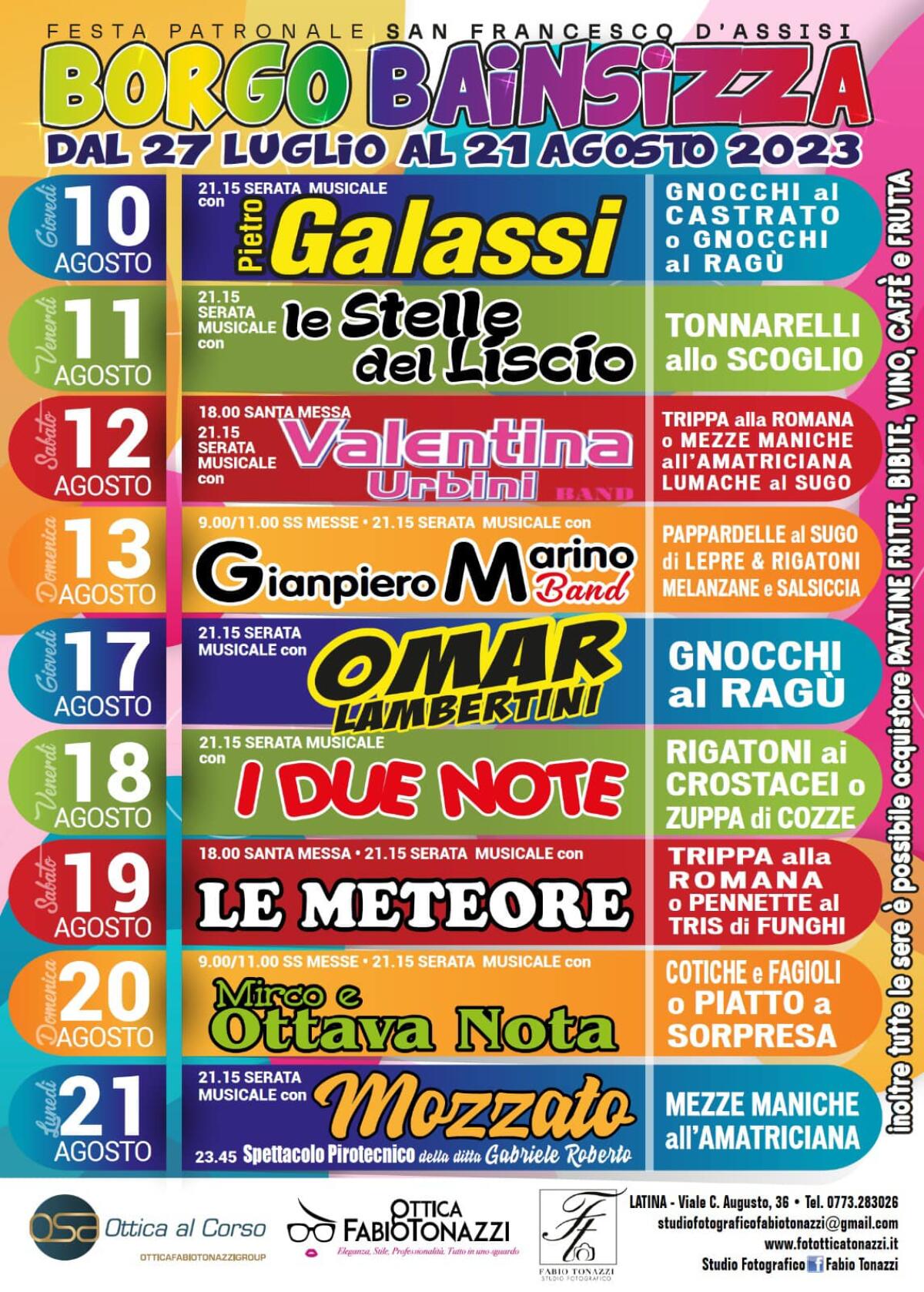 Si chiudono questa sera i festeggiamenti in onore di San Francesco d'Assisi a Borgo Bainsizza, a Latina. - 