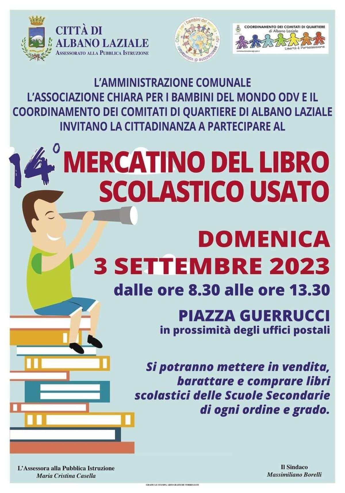 Domenica 3 Settembre ad Albano torna il “Mercatino del libro scolastico usato”. - 