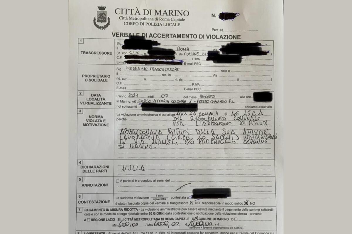 Verbale da 1.200 euro per un incivile che abbandona 10 sacchi di rifiuti, beccato dalla polizia locale - 