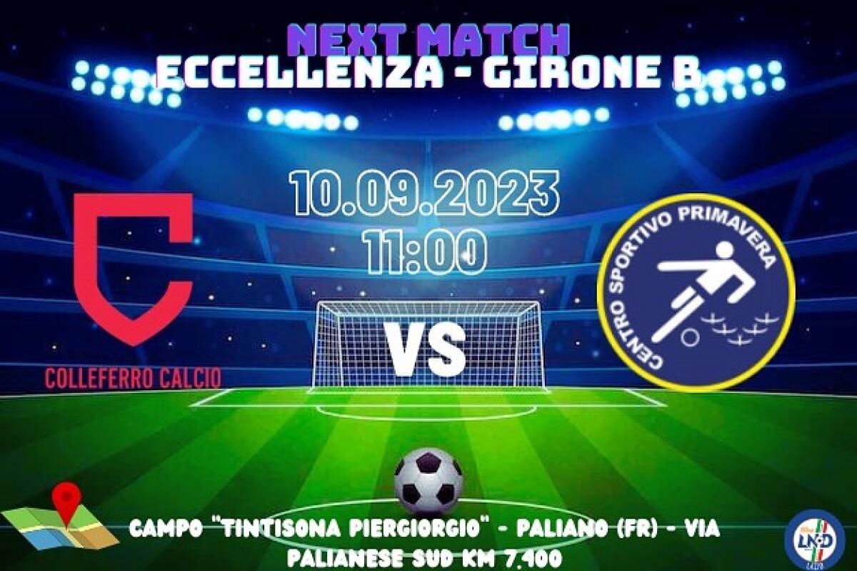 Calcio di Eccellenza: il Centro Sportivo Primavera Aprilia in trasferta affronta il Colleferro. - 