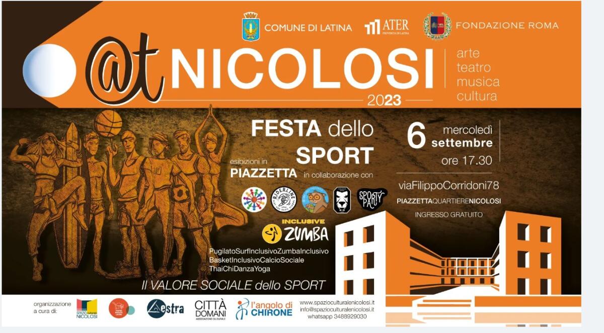 Festa dello Sport per @Nicolosi, mercoledì 6 settembre spazio all'inclusione - 