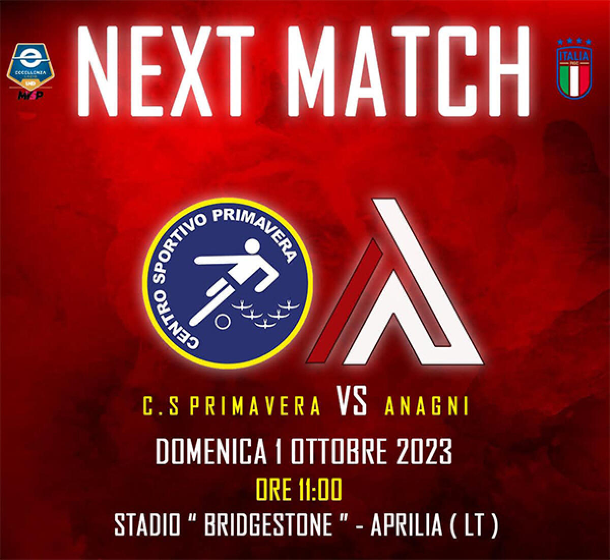 Calcio di Eccellenza, girone B: il Centro Sportivo Primavera Aprilia ospita il Città di Anagni. - 