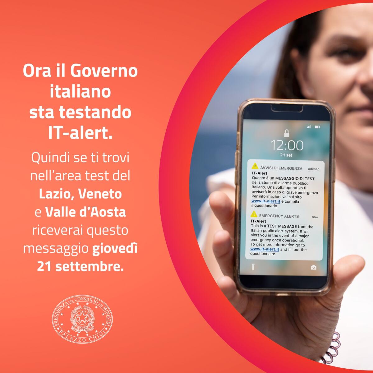 Tutti i telefonini nel Lazio giovedì 21 Settembre suoneranno all’unisono! Tranquilli, è il test di IT-alert, il nuovo sistema di allarme pubblico nazionale. - 