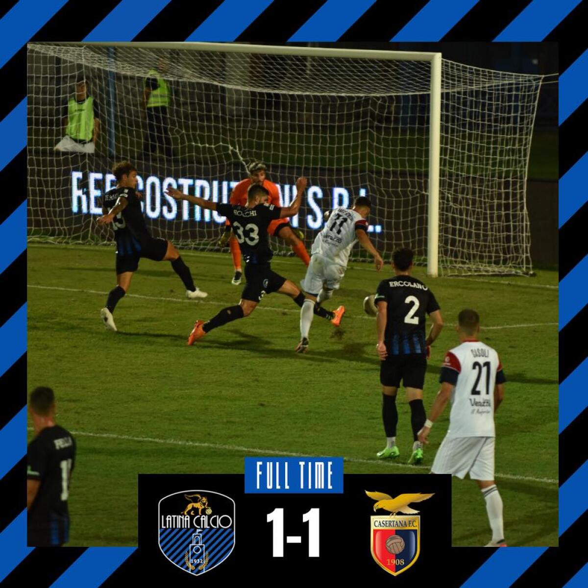 Calcio di Lega Pro:  finisce in parità fra Latina Calcio e Casertana. Lunedì trasferta a Giugliano. - 