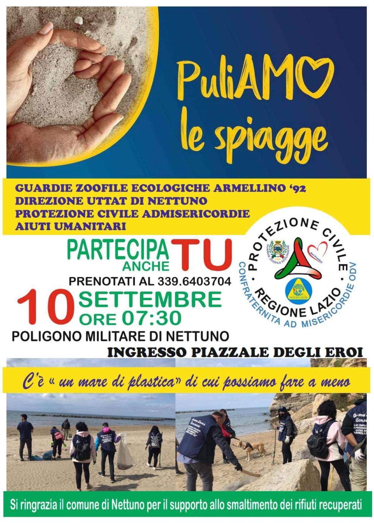 Domenica 10 settembre a Nettuno “PuliAMO le spiagge”. - 