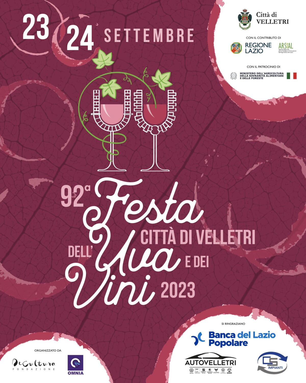 Il “Salotto del Vino” grande protagonista alla “Festa dell’Uva e dei Vini di Velletri” del prossimo weekend. - 
