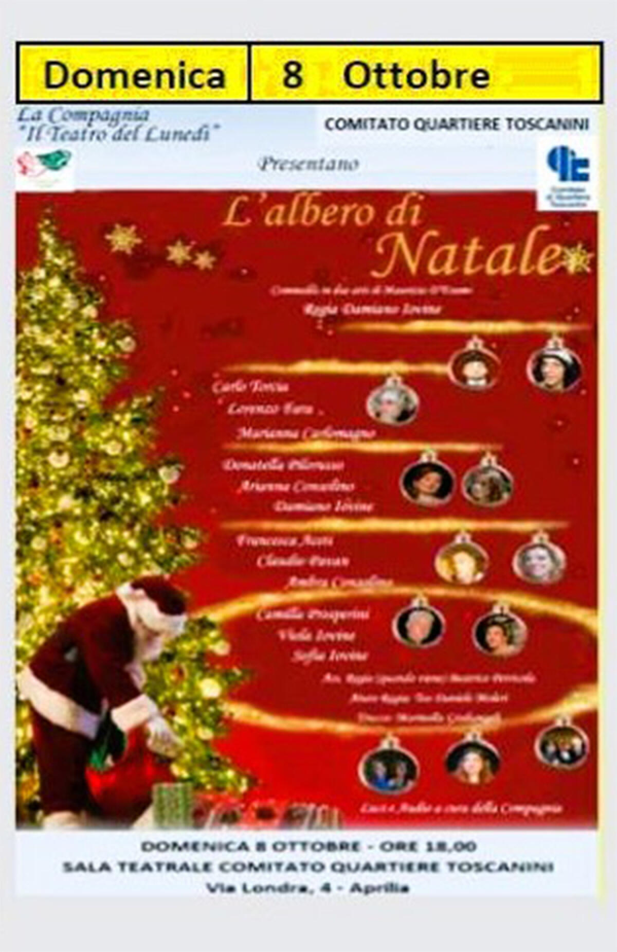 Domenica 8 ottobre ad Aprilia la rassegna “Teatriamo” propone lo spettacolo “L’Albero di Natale”. - 