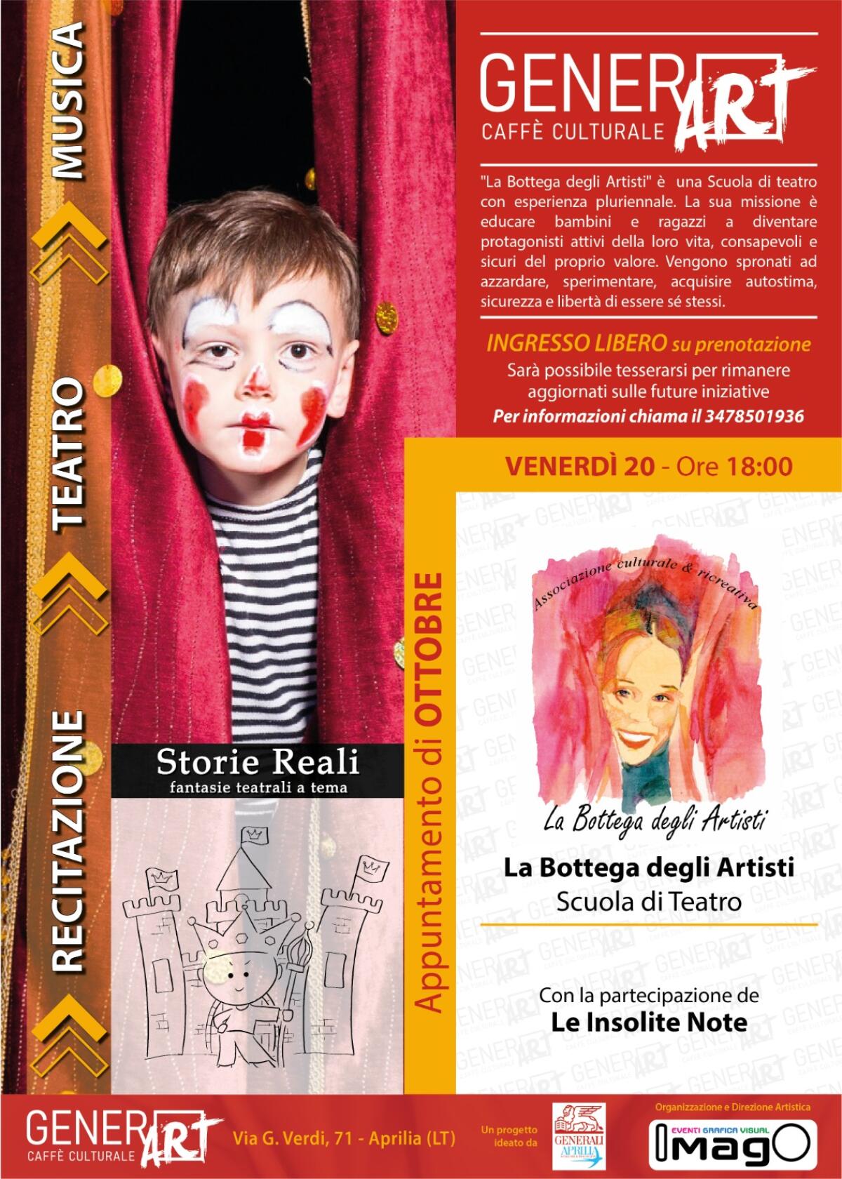 “Il Teatro ed i giovani”: riprende la rassegna GenerART all’agenzia Generali di via Verdi, ad Aprilia. - 