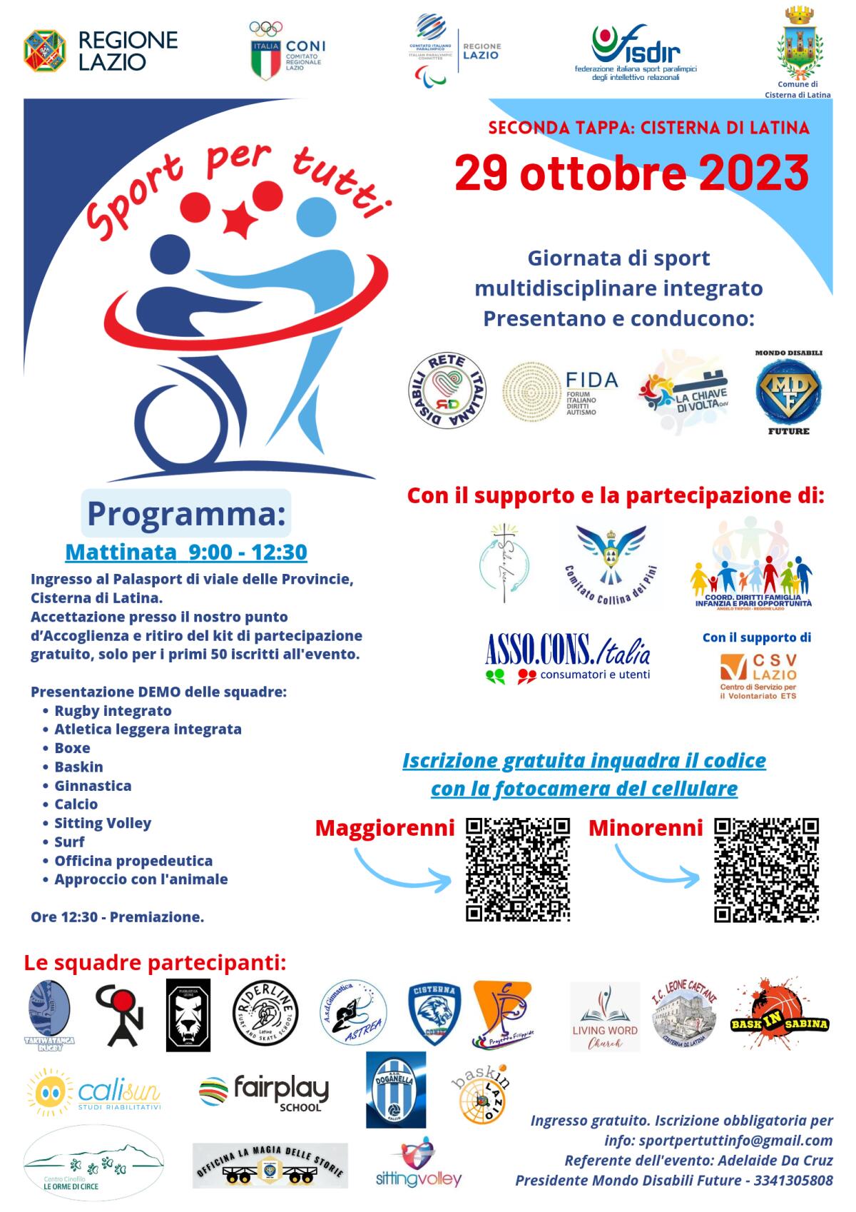 “Sport per Tutti” a Cisterna una domenica di inclusione al Palasport - 