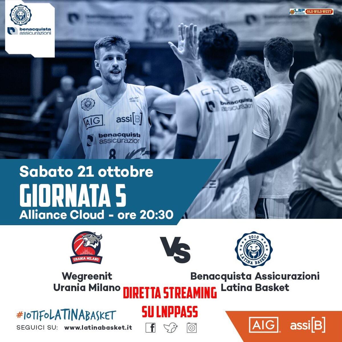 Basket A2: seconda trasferta consecutiva per il Latina. Stasera si gioca contro l’Urania Milano. - 