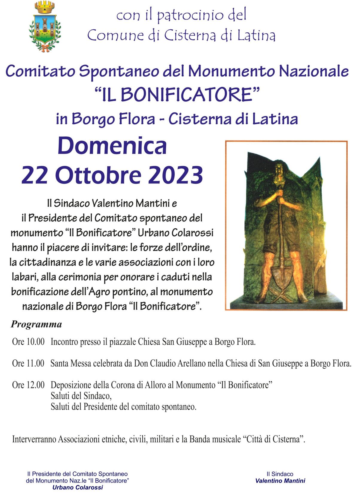 16 anni del Monumento Nazionale "Il Bonificatore". Domenica la cerimonia a Borgo Flora - 