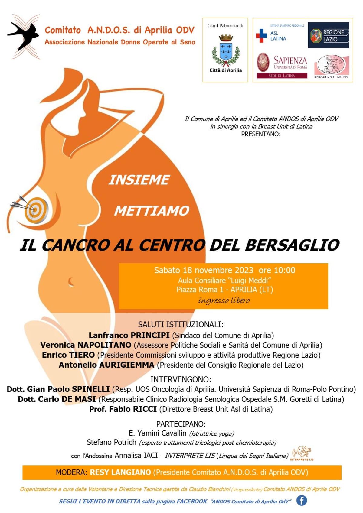 Ad Aprilia l'incontro dell'Andos "Il cancro al centro del bersaglio" - 