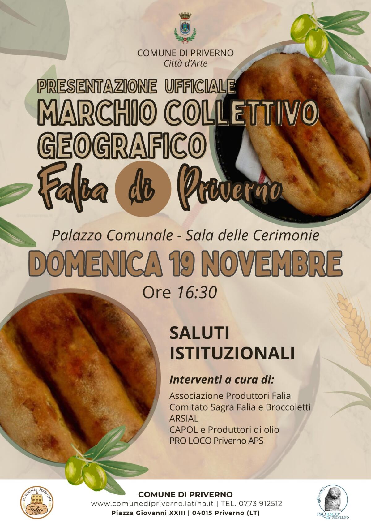 Domenica 19 Novembre la presentazione del marchio ufficiale “Falia di Priverno”, ottenuto dopo un lungo iter. - 