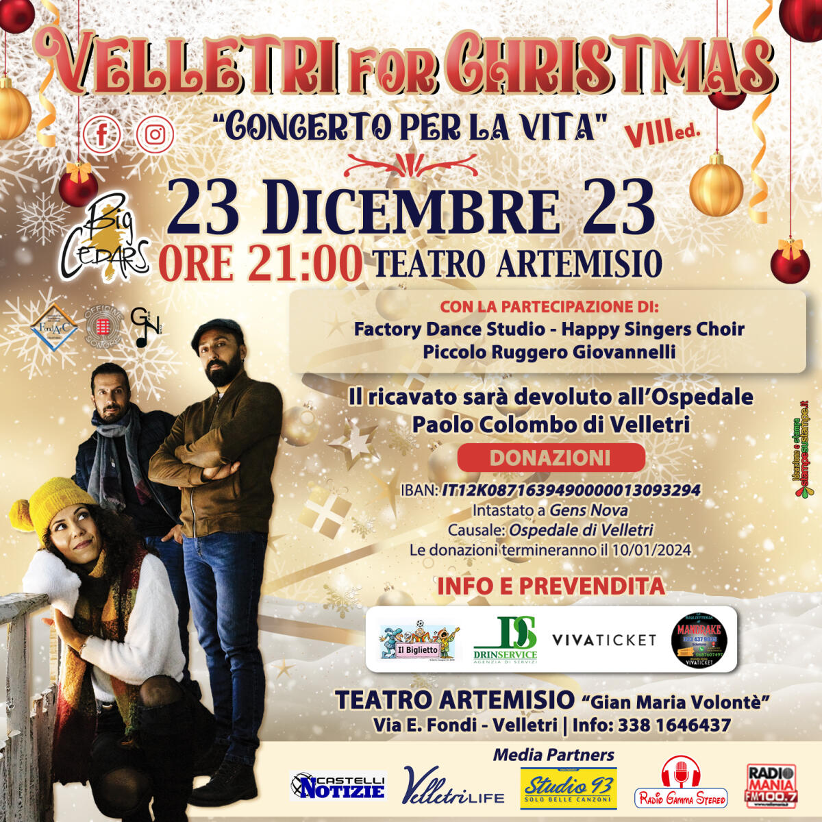 Questa sera va in scena “Velletri for Christmas-il Concerto per la Vita”. - 