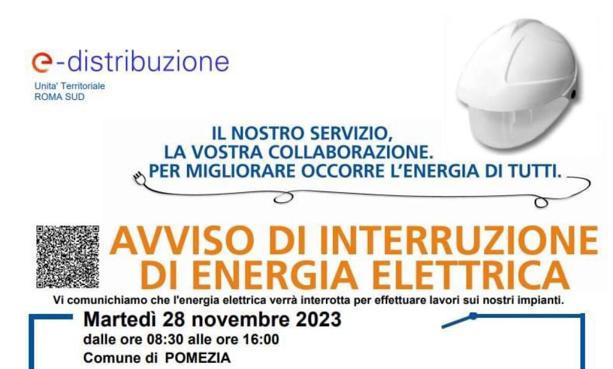 Interruzione dell'energia elettrica oggi a Pomezia: ecco le zone interessate. - 