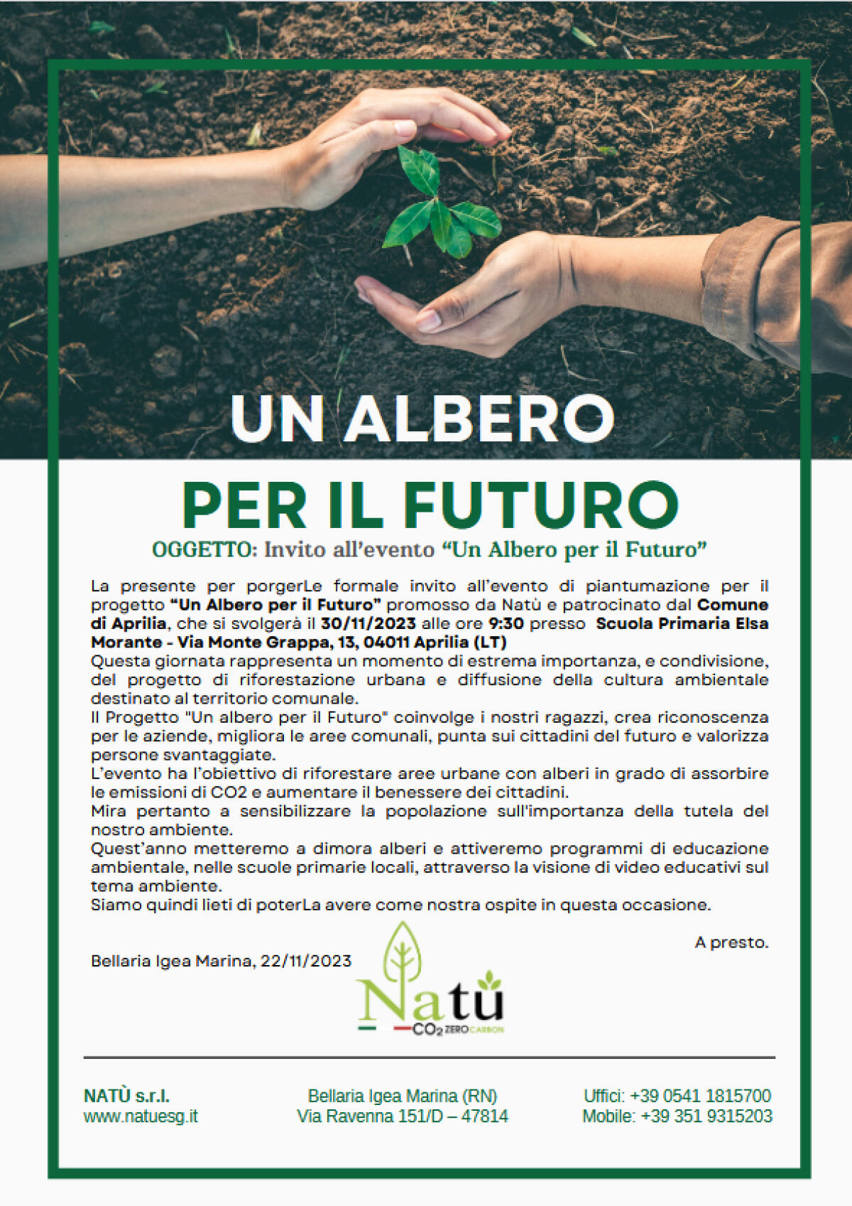 Alla scuola Montegrappa di Aprilia l'evento "Un albero per il futuro" - 