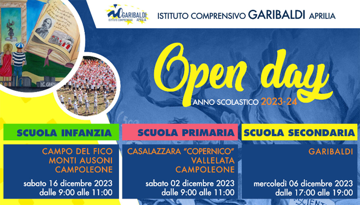 Questo sabato 16 Dicembre ultimo “Open Day” del mese dell’Istituto Garibaldi di Aprilia. - 