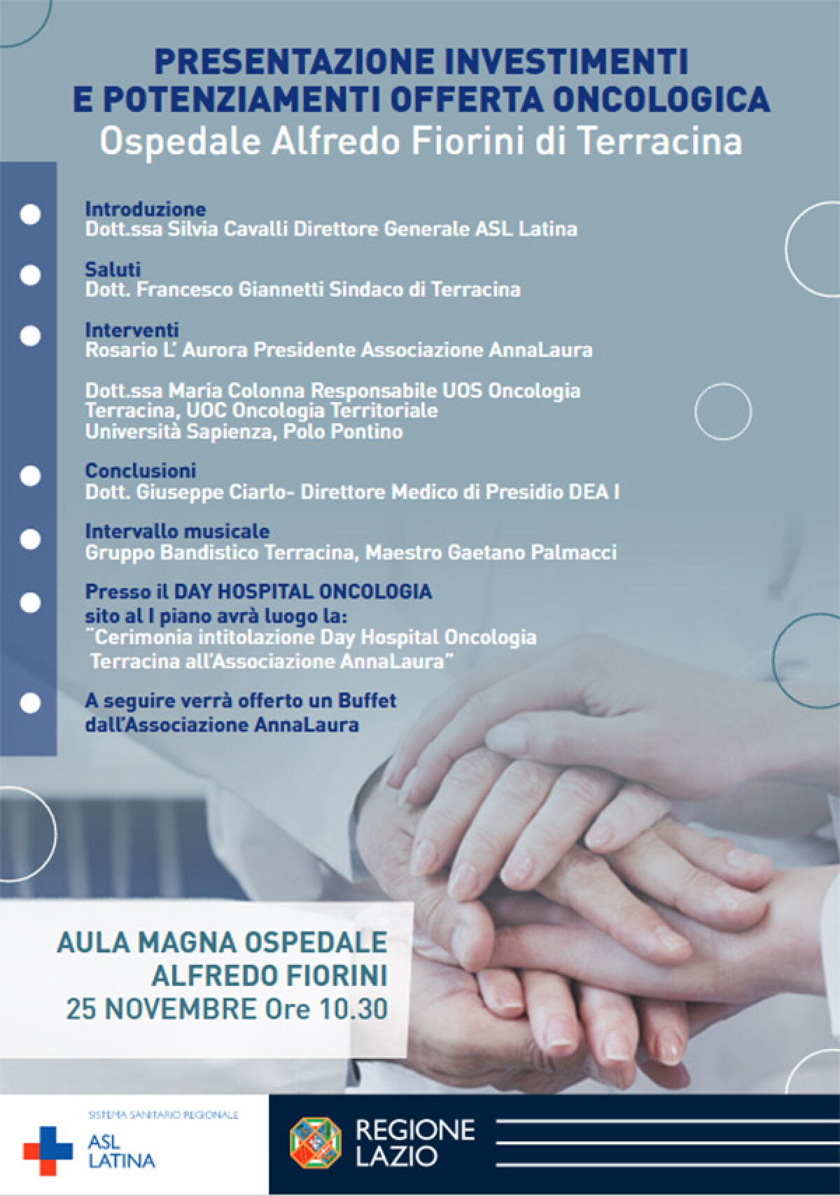 Investimenti e potenziamenti dell’offerta oncologica dell’ospedale “Fiorini” di Terracina: il 25 Novembre un evento. - 