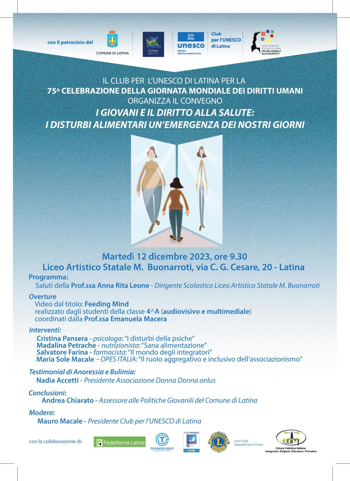 I diritti umani: i giovani e il diritto alla salute. Se ne parla martedì 12 dicembre al Liceo Artistico di Latina - 