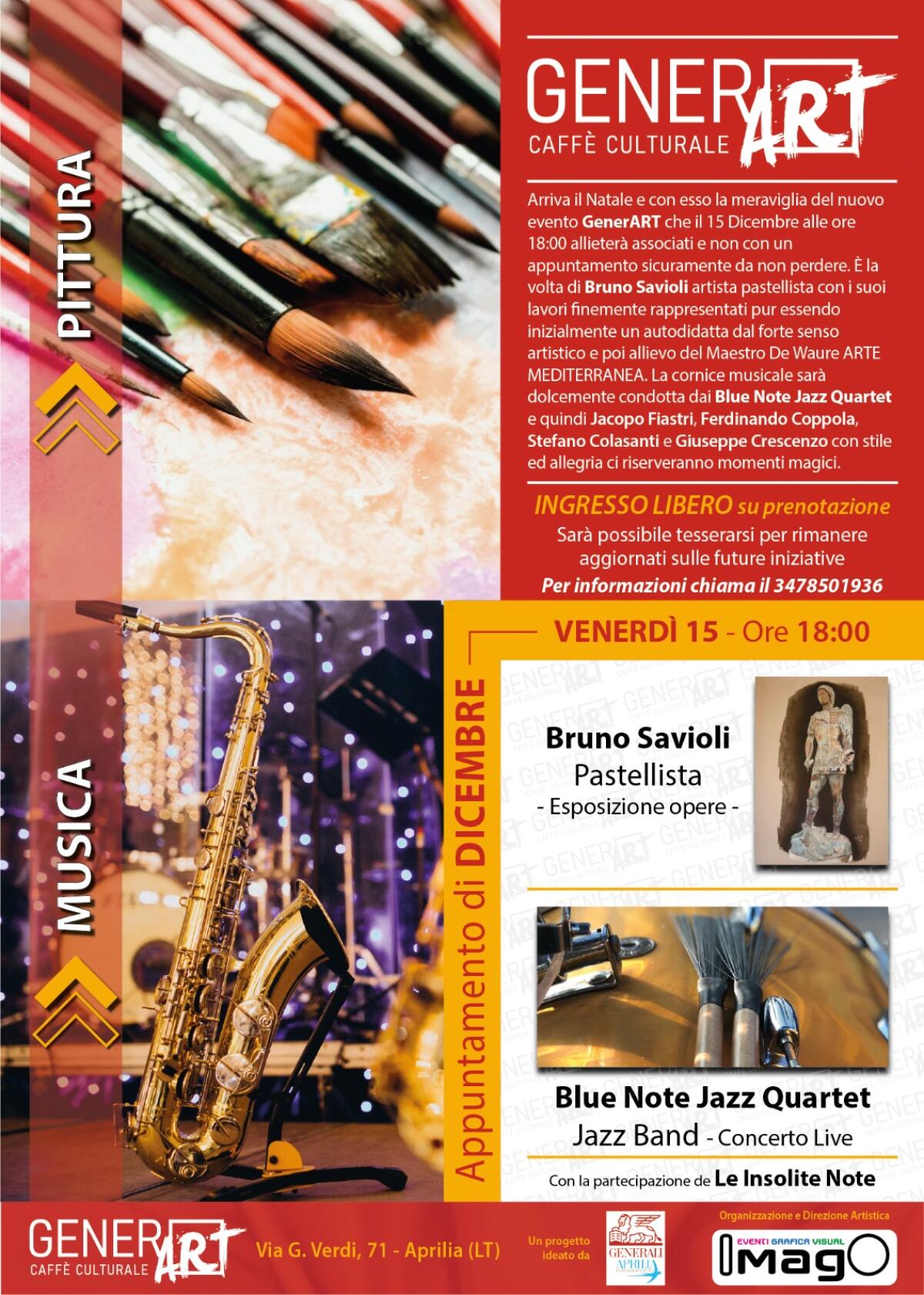 Aspettando il Natale ad Aprilia con Generart: dal 15 dicembre la mostra di Bruno Savioli sulle note jazz - 
