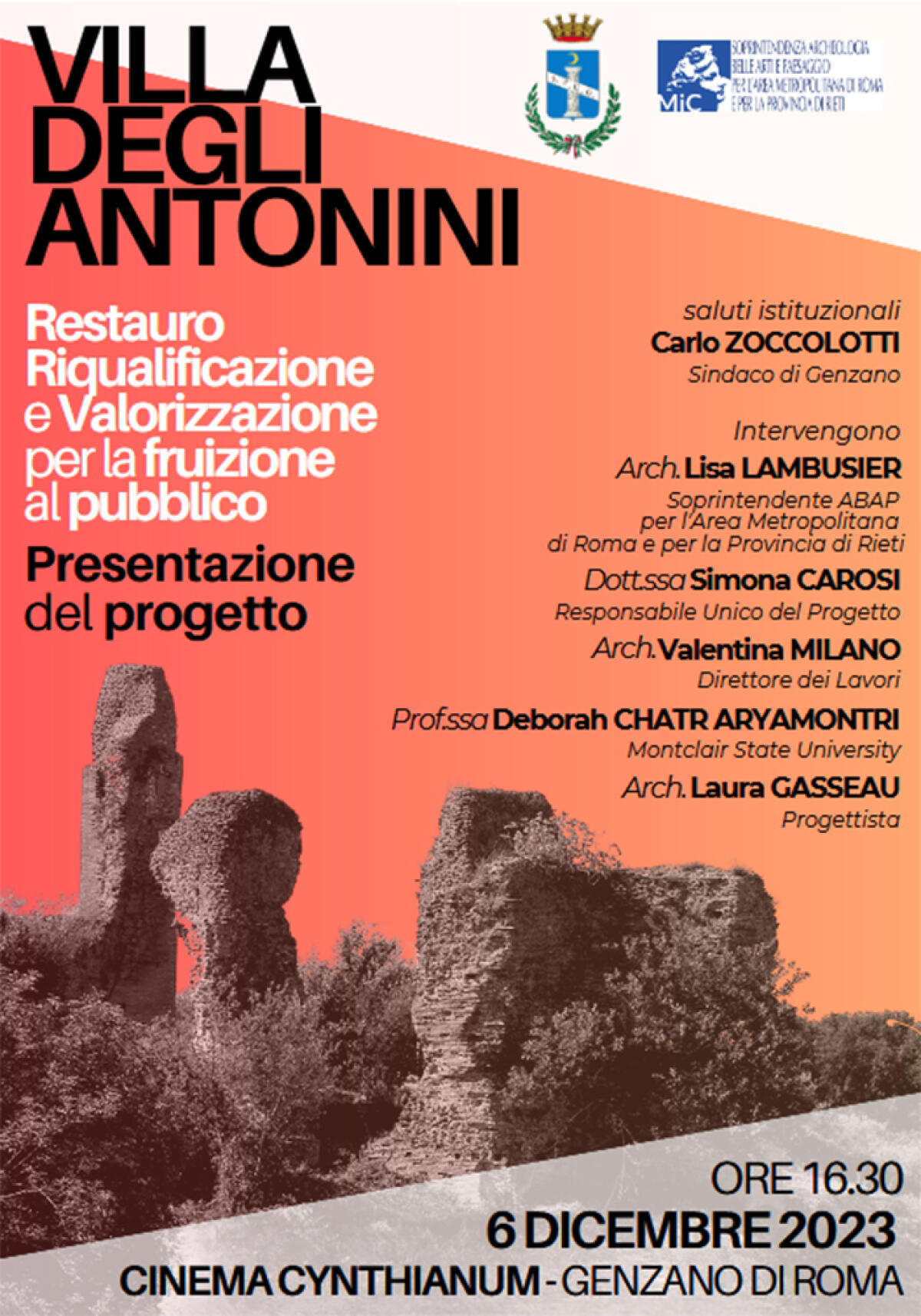 Restauro e riqualificazione della Villa degli Antonini, a Genzano, con fondi PNRR. Presentazione del progetto. - 