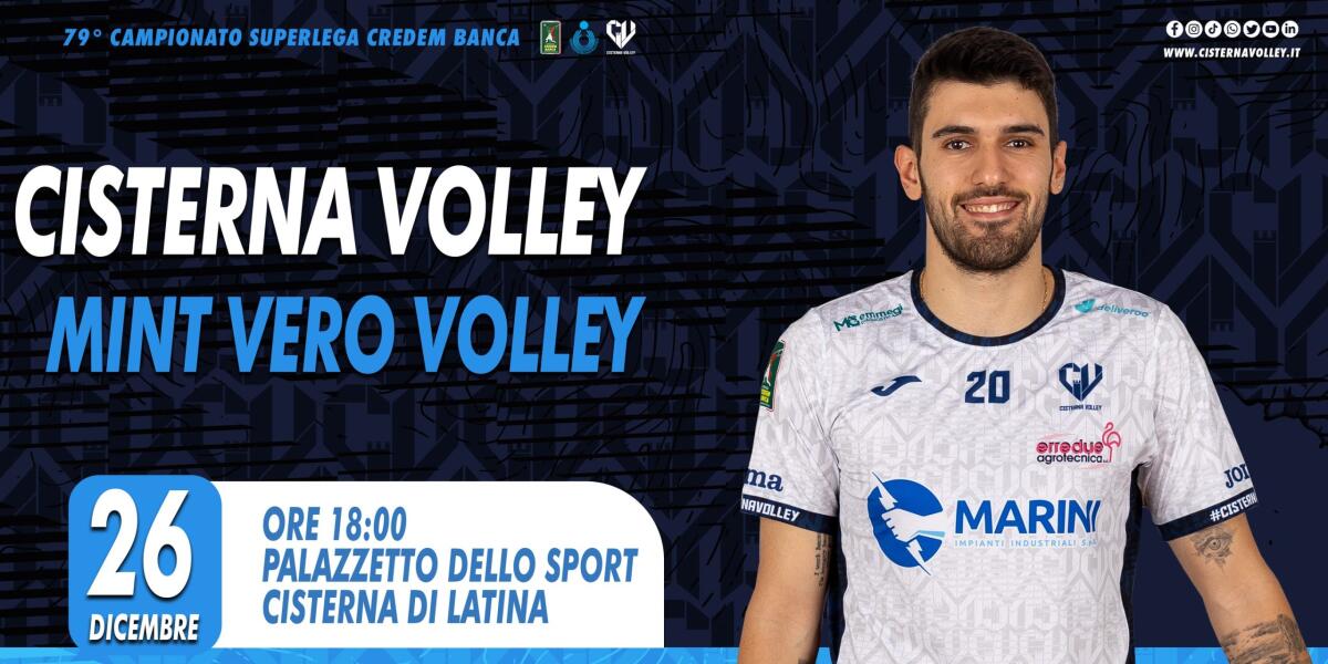 La Superlega non si ferma neanche per le feste di Natale: il 26 Dicembre Cisterna ospita la Vero Volley. - 