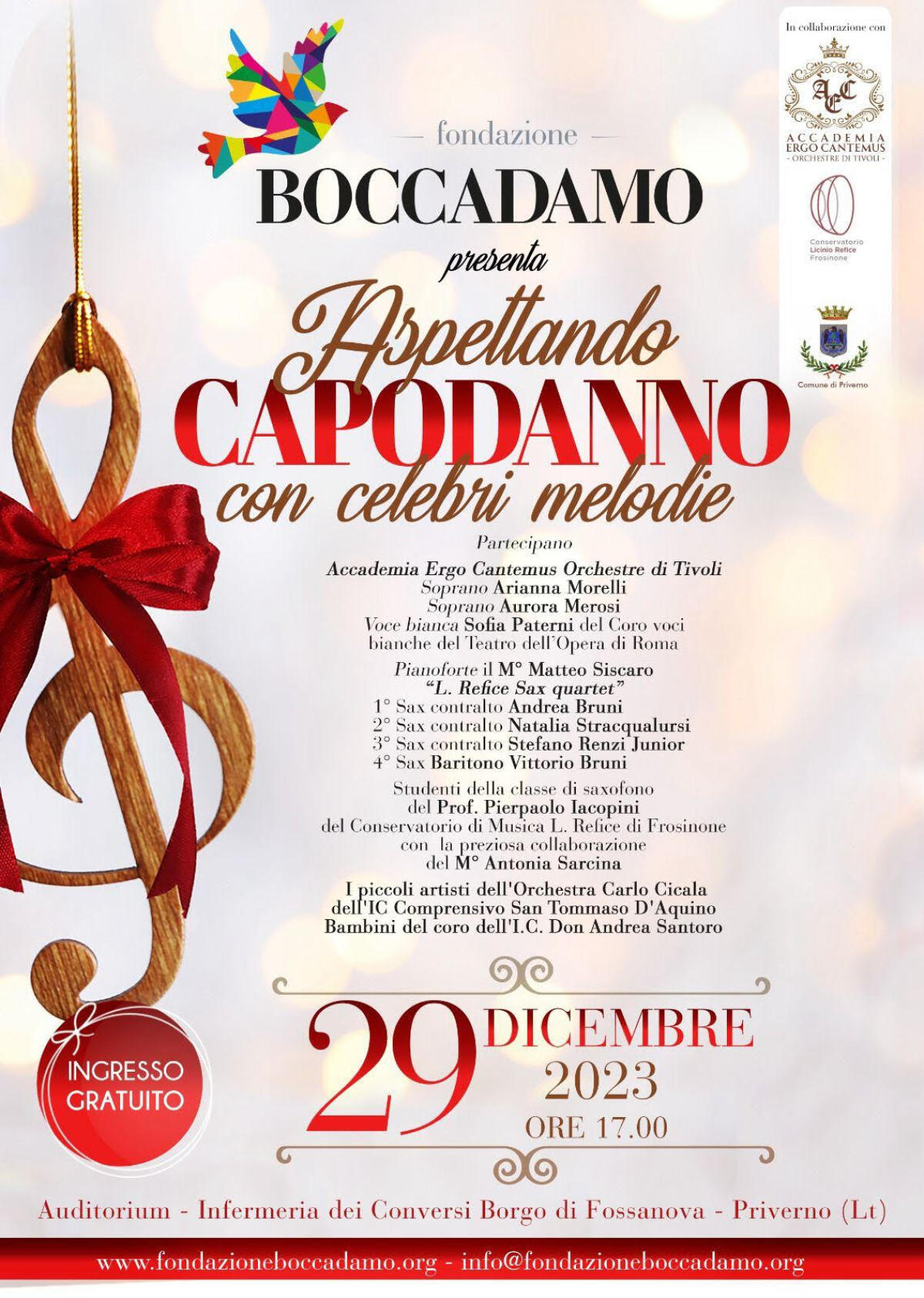 Fossanova - Concerto di solidarietà venerdì 29 dicembre - 