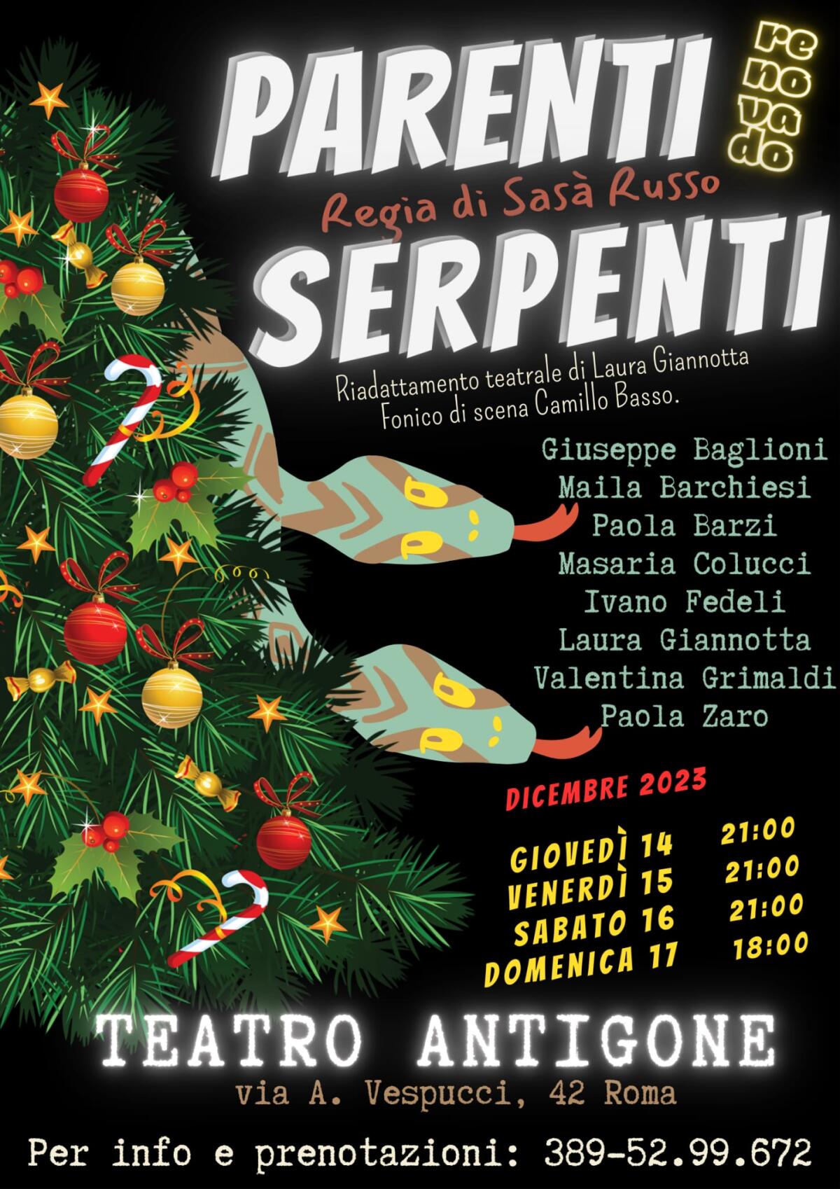 Al Teatro Antigone di Roma dal 14 al 17 Dicembre in scena “Parenti Serpenti - Renovado” ispirato al capolavoro di Monicelli. - 
